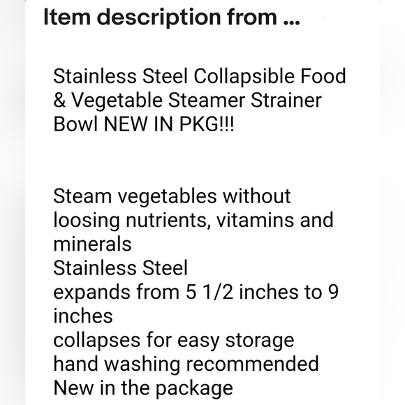 Stainless Steel Fruit & Vegetable Steamer by Culinary Fresh - Picture 7 of 9